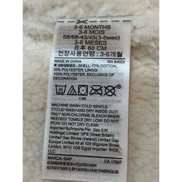 NWT GAP Baby Sherpa Hoodie Romper 3-6M Pink White Stripes - Picture 4 of 5